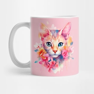 Watercolor romantic cat in flowers Mug